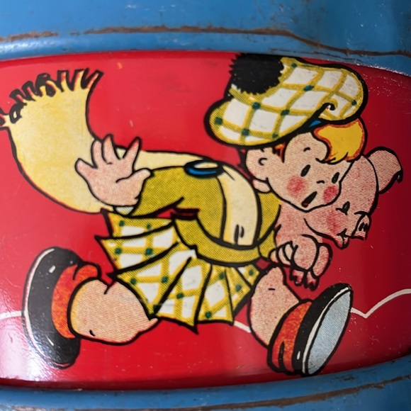 Vintage Ohio Art Childs Toy Tin Drum with Storybook Characters Great Graphics! - Picture 8 of 15